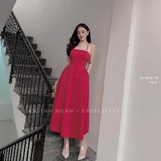 Đầm maxi dáng xòe cúp ngực 2 dây đan lưng!