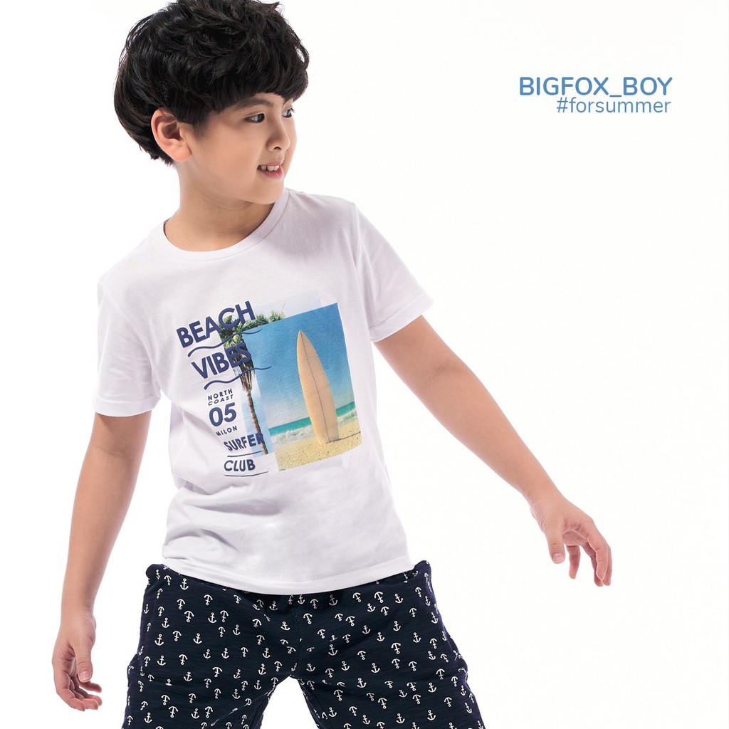 [MÃ BIGFBIF10 GIẢM 10K] Áo Cộc Tay Bé Trai Bigfox, Size Đại, Áo Phông Trẻ Em BEACH VIBES 3-15, Chất Cotton Xuất Khẩu