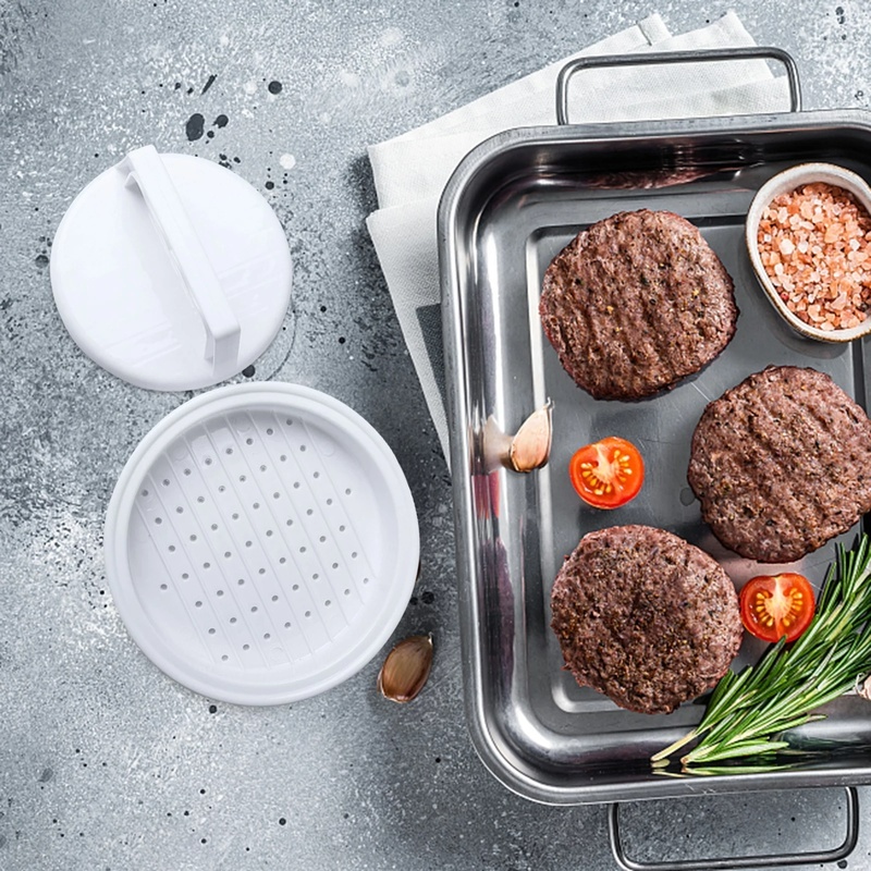 1 Bộ Khuôn Ép Thịt Hamburger Hình Tròn Bằng Nhựa Cấp Thực Phẩm Đa Năng Tiện Dụng Cho Nhà Bếp DIY