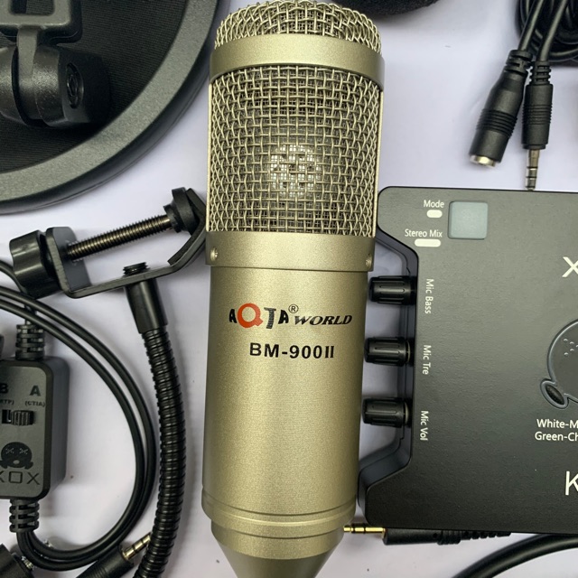 Combo thu âm livestream karaoke BM900-CARD XOX K10 2020 kèm phụ kiện bảo hành 12 t