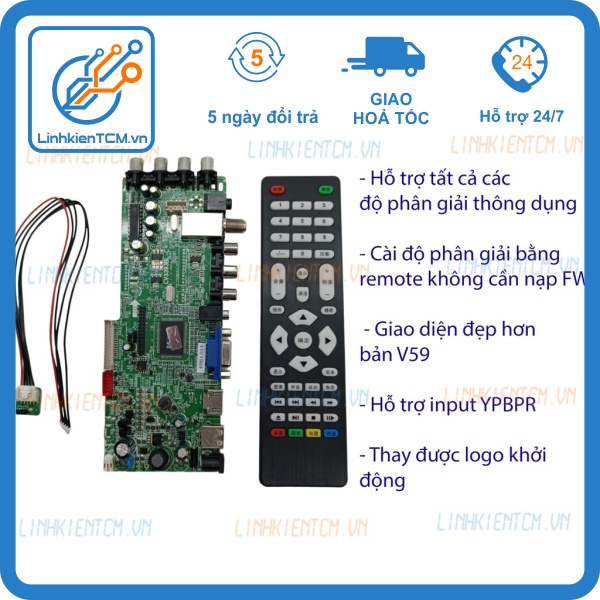 Mạch giải mã LCD đa năng không cần nạp firmware Chọn độ phân giải bằng remote giao diện đẹp hơn mạch V59