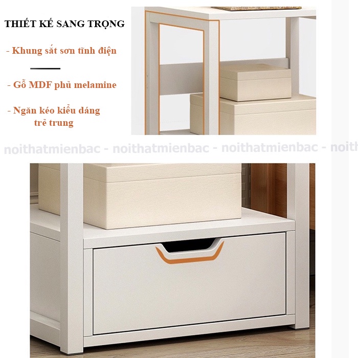 Tủ đầu giường ANA decor phòng ngủ có 2 ngăn kéo đựng đồ, khung sắt sơn tĩnh điện cao cấp, gỗ mdf chống ẩm - KDG01
