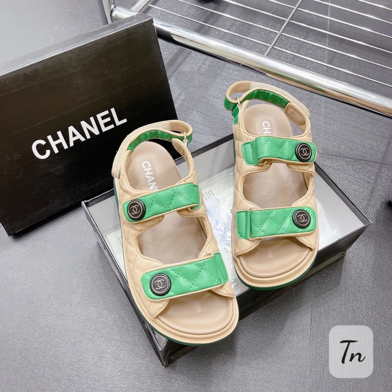 Sandal quai dán xanh vàng fullbox