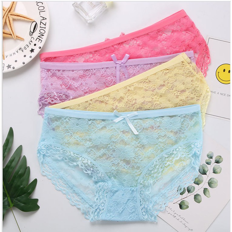 Quần lót nữ sexy Hoàng Oanh vải ren thoáng mát hoa đính nơ - 3808 | BigBuy360 - bigbuy360.vn