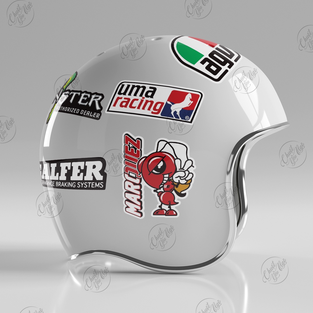Bộ 40 logo tem decal không trùng dán trang trí xe máy nón bảo hiểm laptop điện thoại chống nước