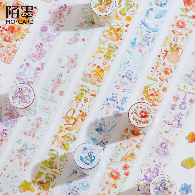 Washi tape trong suốt PET bản to Trẻ em 4 mùa