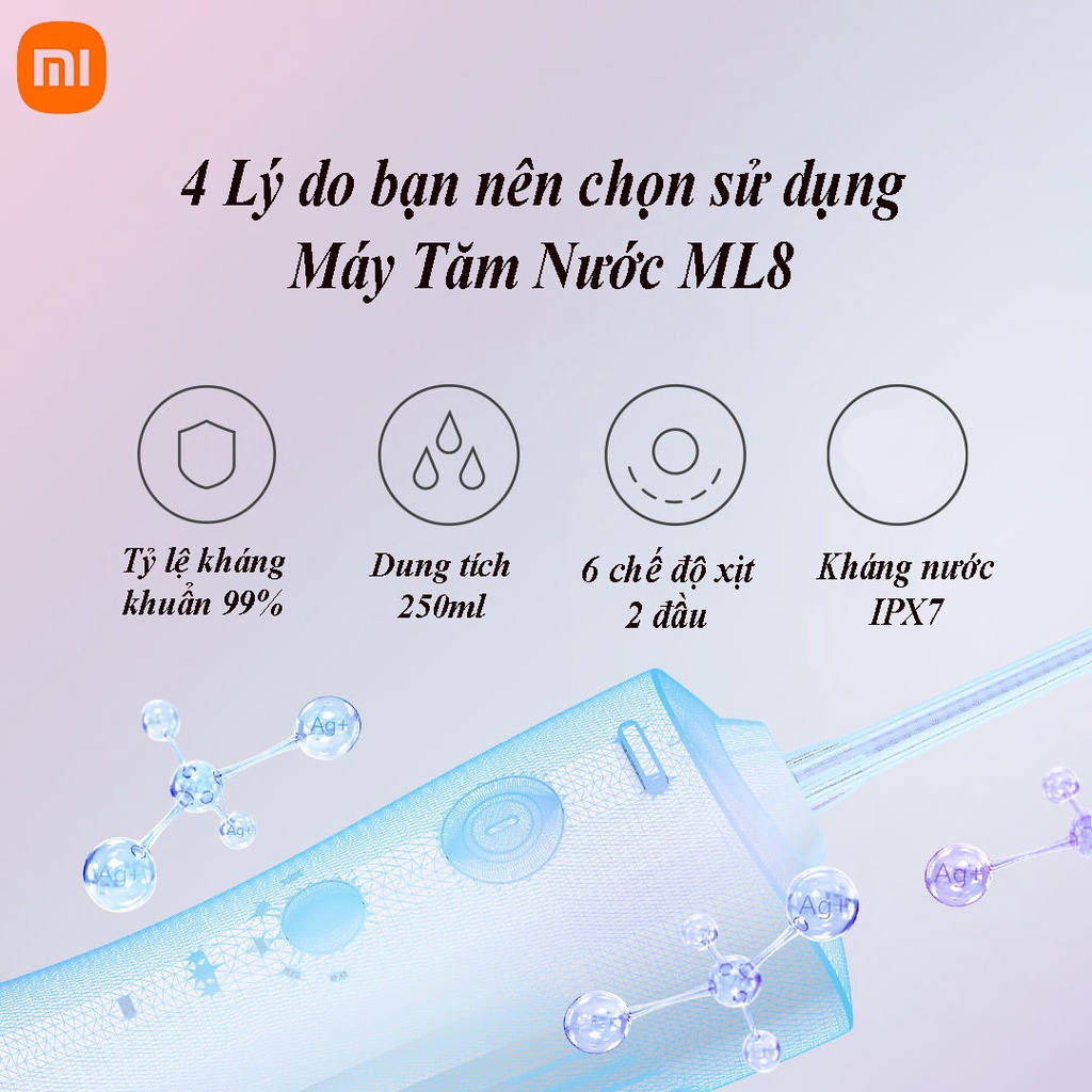 Máy Tăm Nước Xiaomi Enpuly ML8 Vệ Sinh Răng Miệng Dung Tích 250ML Chống Nước IPX7 - BH 12 Tháng