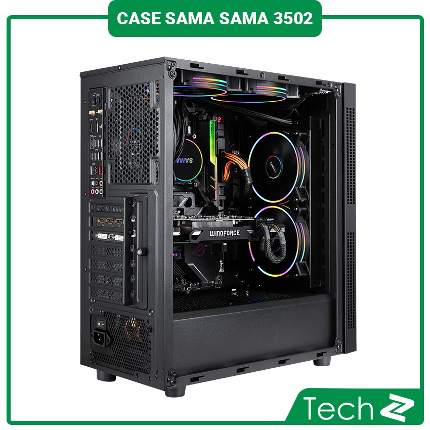 Vỏ Case SAMA 3502 (No Fan / Mid Tower / Màu đen/Led RGB)