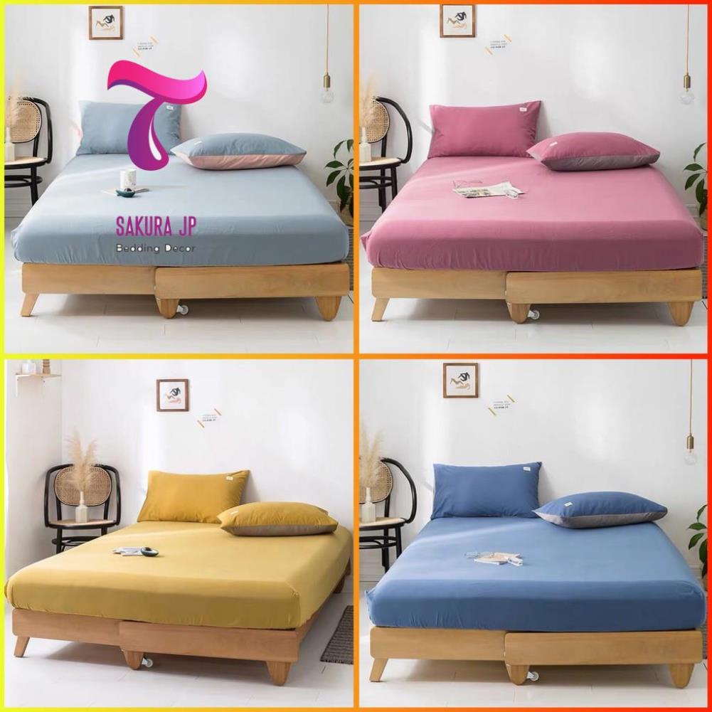 HÀNG MỚI- Bộ Ga Gối Cotton TC Nhập Khẩu Trơn Màu Basic Tối Giản - BST Chăn Ga Gối TC