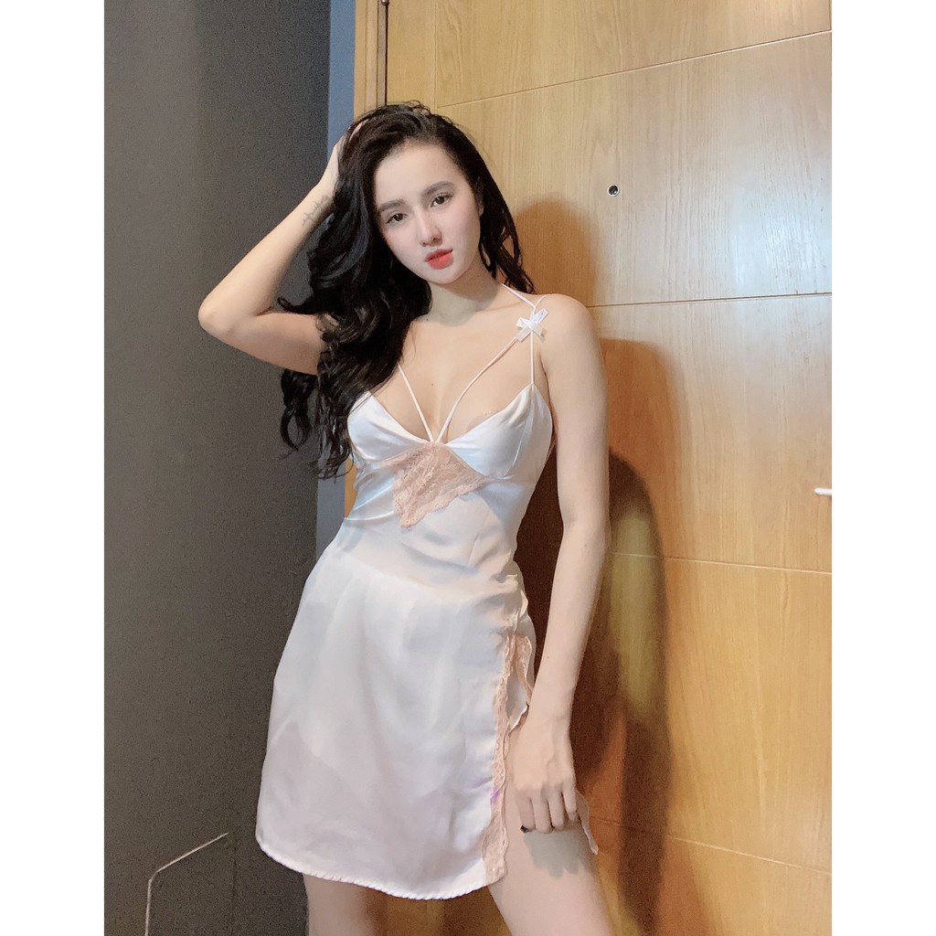 Đầm ngủ nữ ren sexy satin cao cấp mềm mịn thoáng mát hở lưng quyến rũ gợi cảm AN18 - D'Lavia | BigBuy360 - bigbuy360.vn