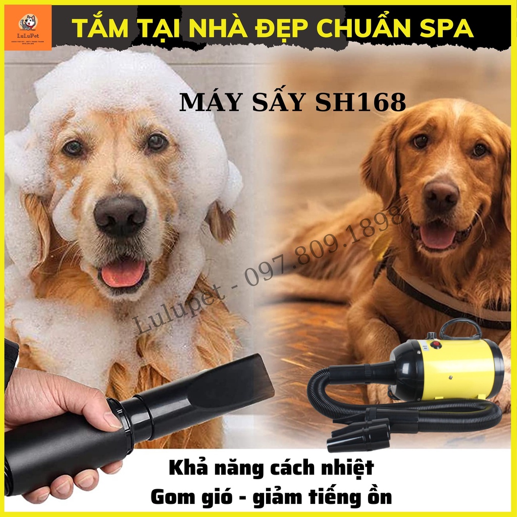 Máy Sấy Lông Chó Mèo Chuyên Dụng, Công Suất Lớn-Tặng Khăn Siêu Thấm &amp; Dây Chơi