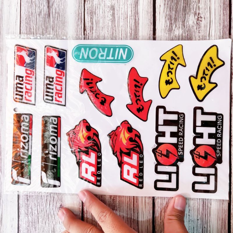 Bộ tem logo , nhãn dán nổi redleo , light , uma racing , nitron ...