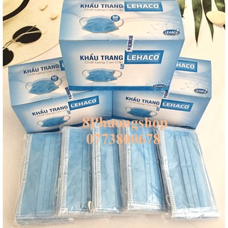 Khẩu trang lehaco 5 lớp màu xanh giấy kháng khuẩn 50 cái/ hộp - khẩu trang y tế lehaco 5 lớp xanh kháng khuẩn