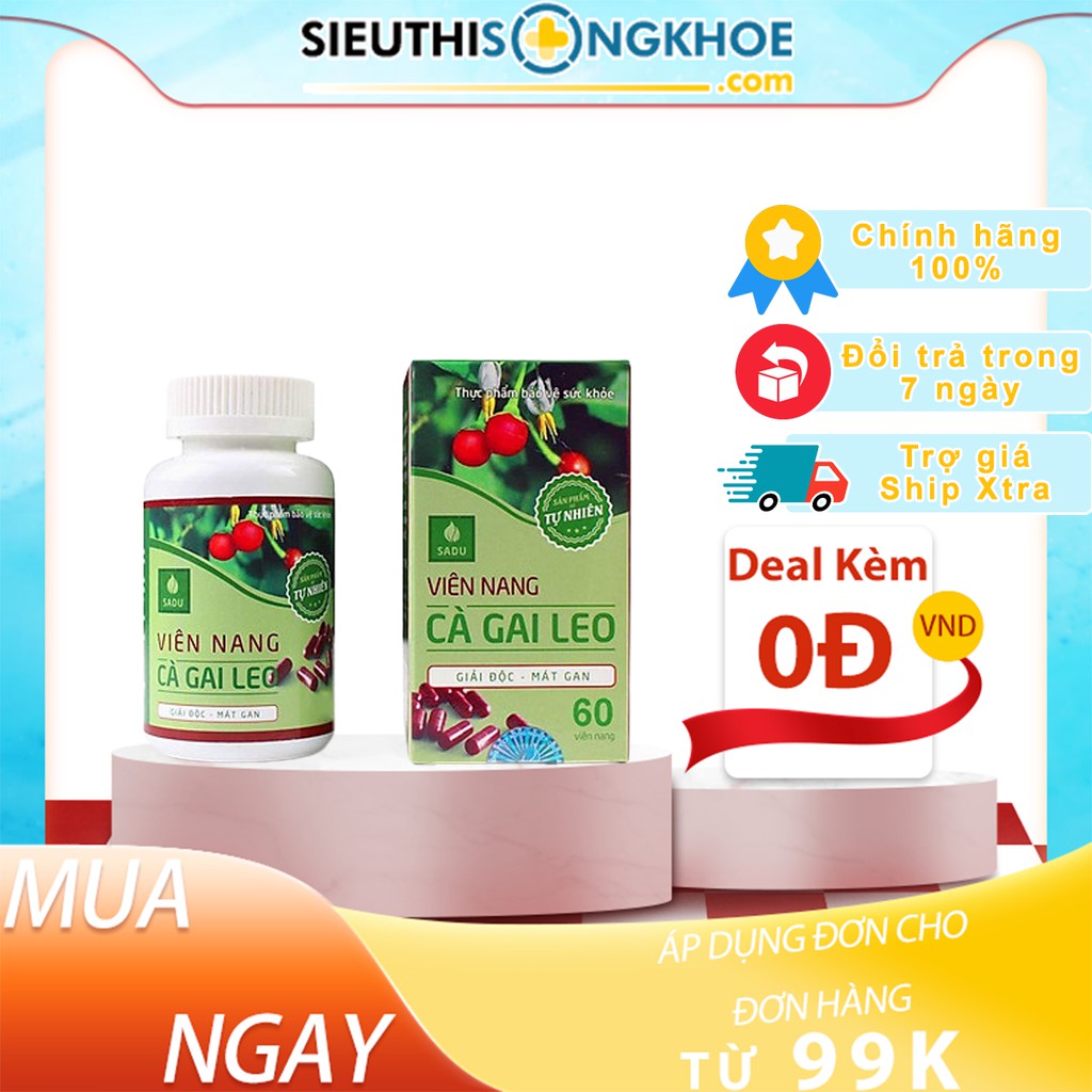 [Mã SKAMLTSM9 giảm 10% đơn 99K] Viên nang cà gai leo Sadu - Hộp 60 viên - Bảo vệ lá gan của bạn hàng ngày