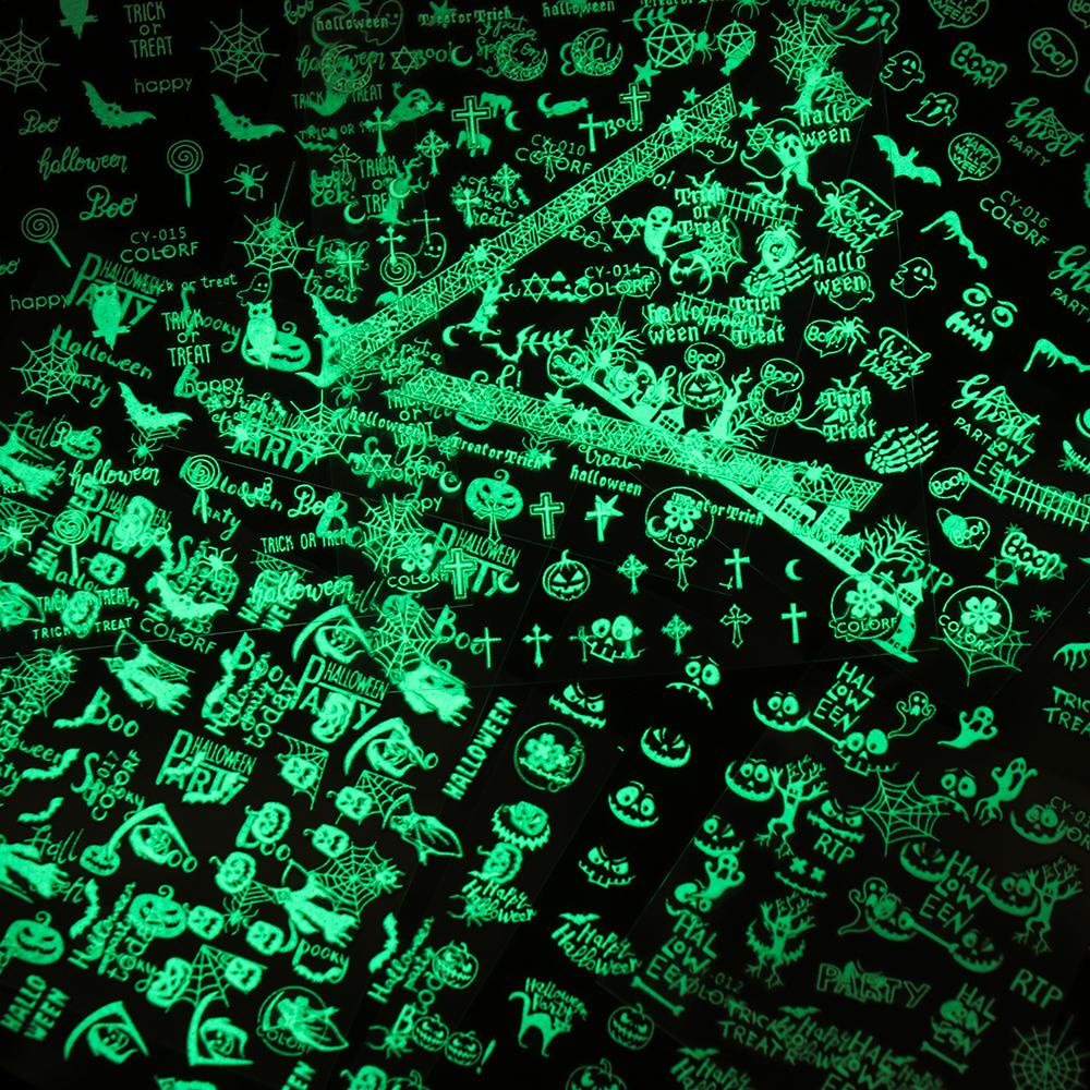 Miếng Dán Trang Trí Móng Tay Hình Mạng Nhện Dạ Quang DIY