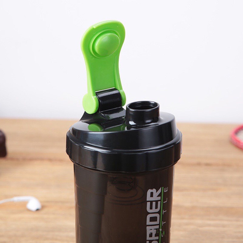Bình đựng nước, shaker, bình lắc dành cho dân chuyên tập thể thao, tập gym 500ml có hộp chia ngăn đựng whey có lò xo