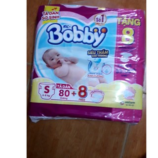 [Kèm quà] Tã dán Bobby siêu mỏng size S-80 miếng rãnh thấm kim cương