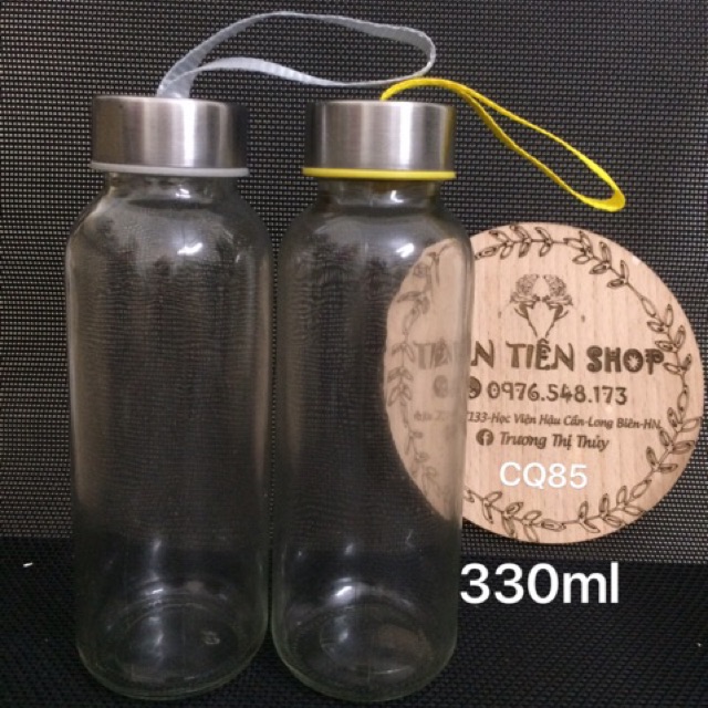 Chai nước thuỷ tinh 330ml dây xách