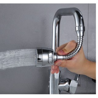 Đầu Vòi Xoay 360 Inox Có 2 Chế Độ Bật Nước