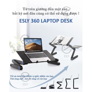 GIÁ ĐỠ LAPTOP TÍCH HỢP ĐẾ TẢN NHIỆT 2 QUẠT ESLY 360