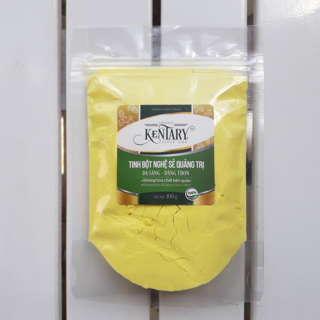 Tinh Bột nghệ Vàng Organic Kentary túi 100gr - Sấy Khô Tự Nhiên - Có Giấy Kiểm Định sấy