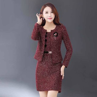 Bộ Áo Khoác Vest + Chân Váy Phong Cách Hàn Quốc 2020 Cho Phụ Nữ Trung Niên