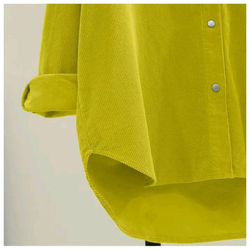 Áo sơ mi màu vàng chanh chất nhung tăm thời trang Mái Em_A9157