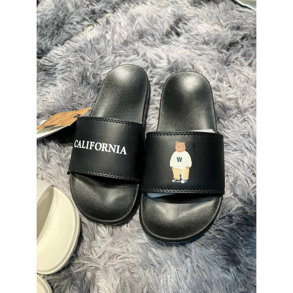 DÉP WHOAU SLIDE HAI MÀU ĐEN TRẮNG NAM NỮ CHÍNH HÃNG