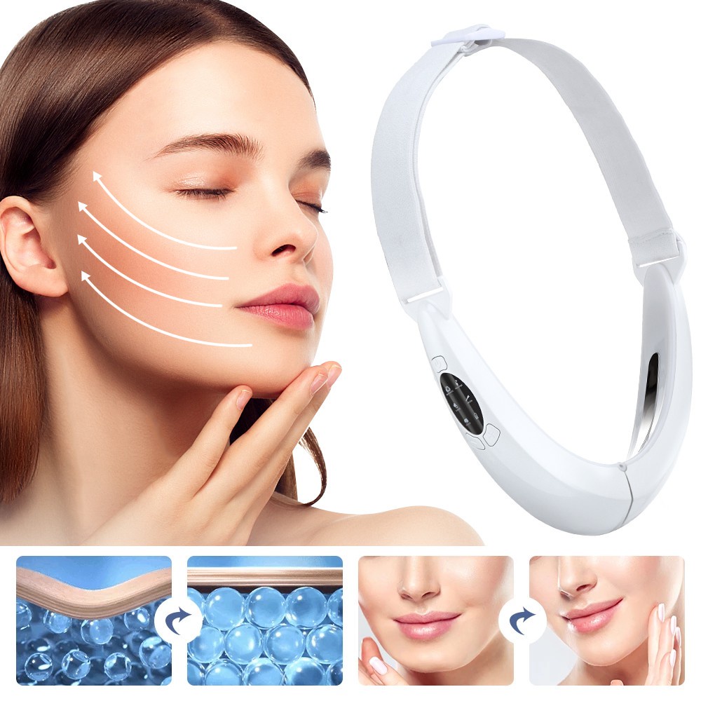 Đai Rung Massage Mặt Làm Thon Gọn Tạo Gương Mặt Chữ V Có Đèn LED Photon 5 Chế Độ Dòng Điện Cực Nhỏ