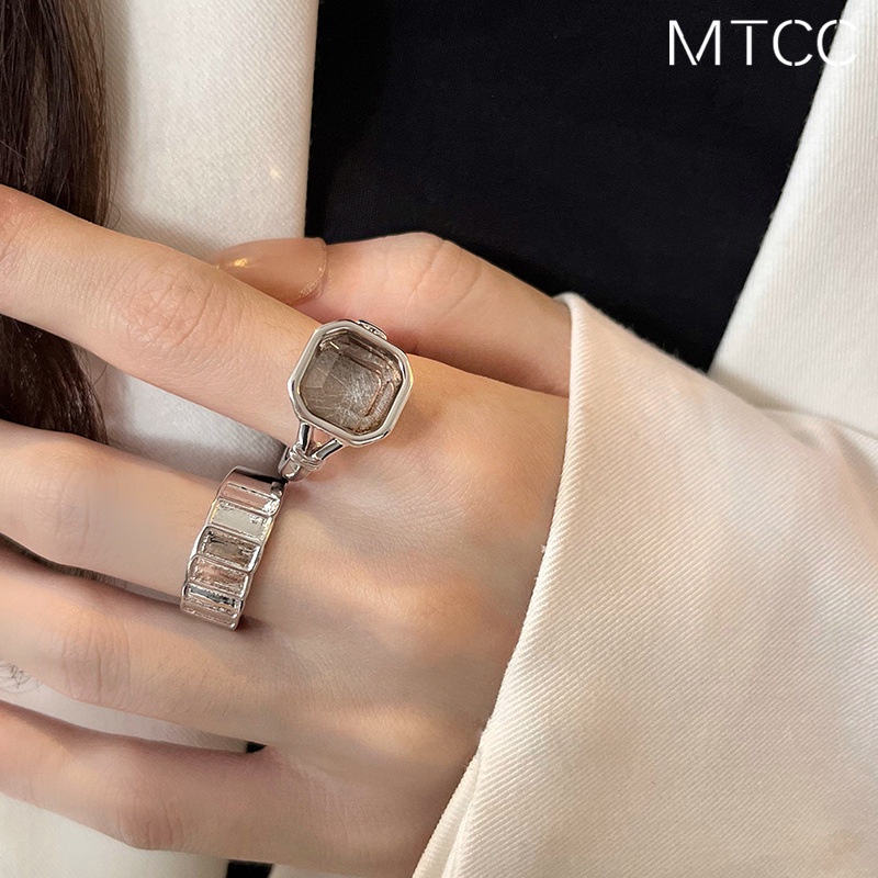 Nhẫn Hở Đính Đá Zircon Trắng Trong Suốt Phong Cách Vintage