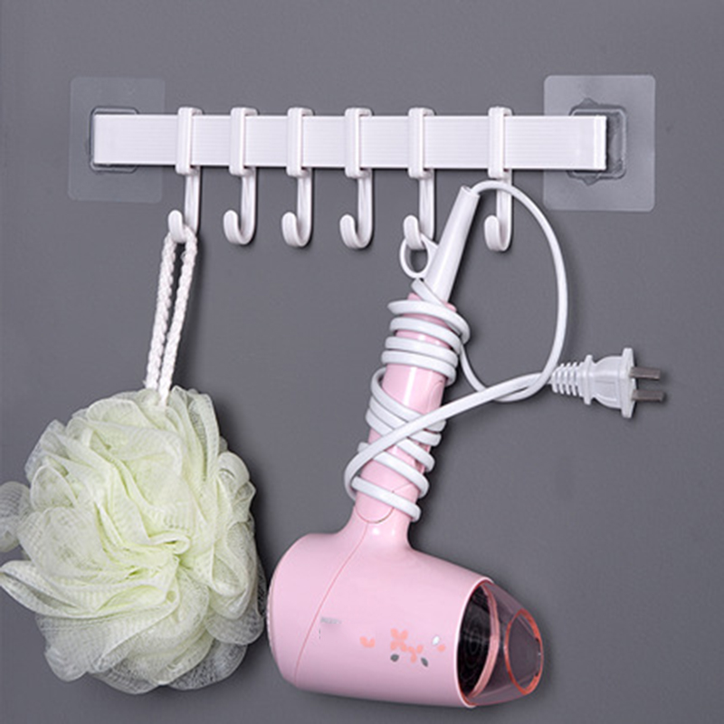 Giá đỡ móc treo đồ đa chức năng gồm 6 móc treo tường trong phòng tắm nhà bếp