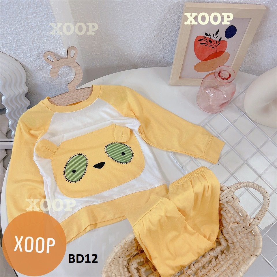 Bộ dài tay xoop chất thun lạnh  in họa tiết 2 mắt 2 tai cho bé  BD12 shop phúc yến