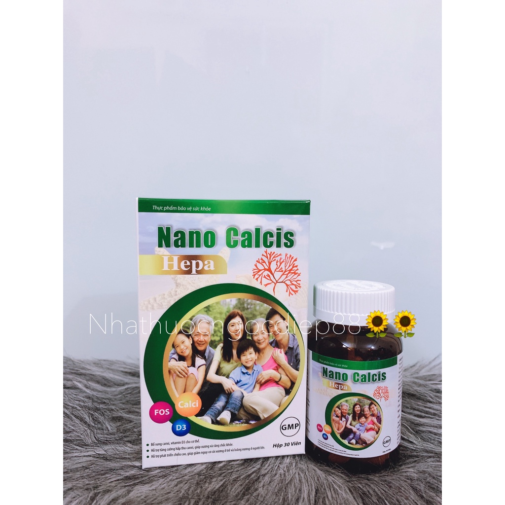 Viên uống canxi từ tảo biển NANO CALCIS HEPA - bổ sung canxi từ vỏ sò, tảo biển cho bà bầu, trẻ em