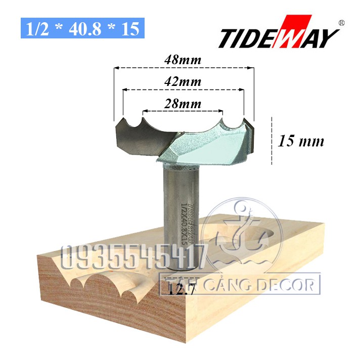 Mũi Router Tideway Đánh Chỉ Bánh Xe D48 mm Cốt 12.7 mm - A040243