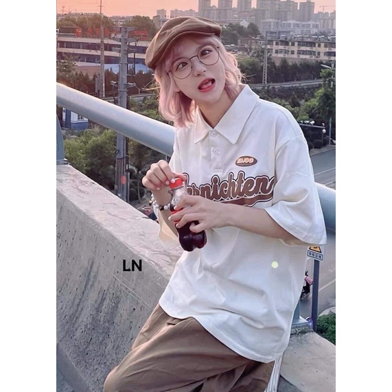 Áo polo chữ nâu LN11