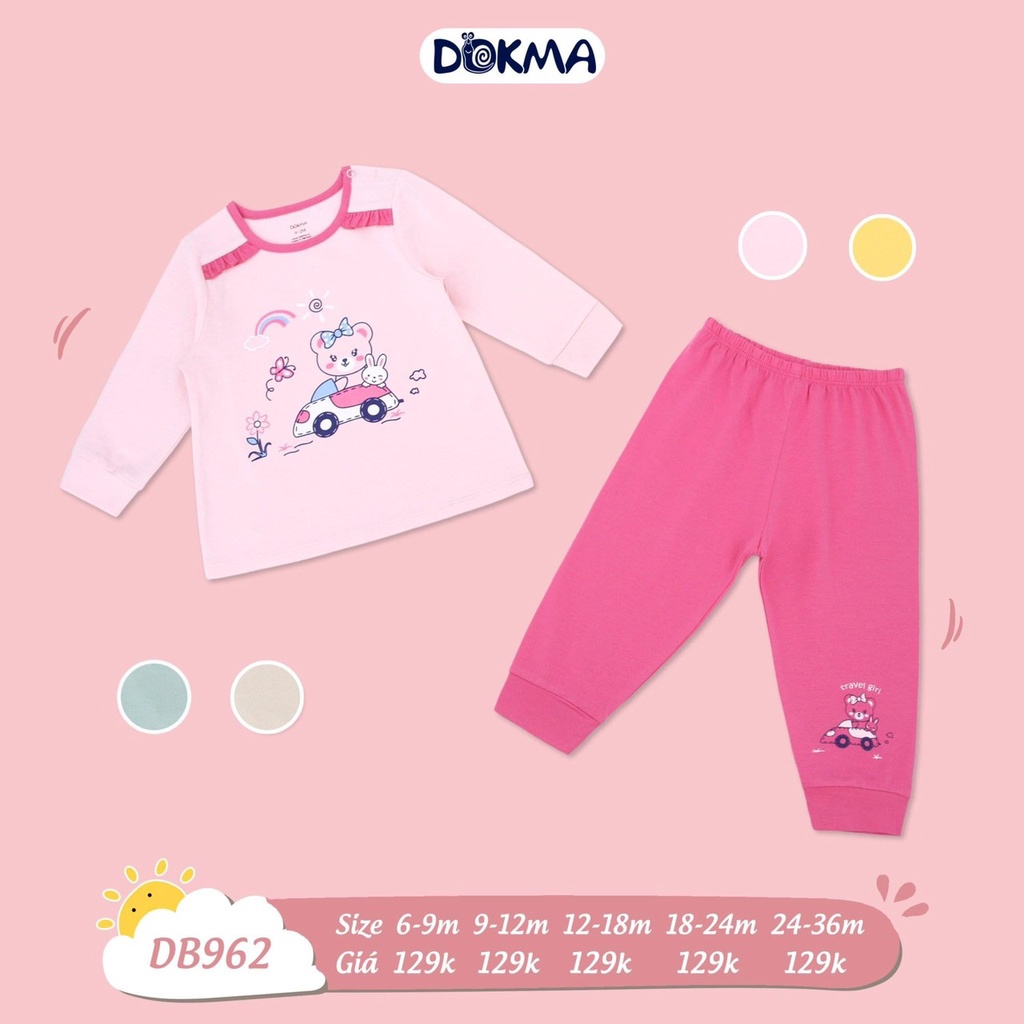 Bộ dài tay cài vai Dokma vải cotton mỏng DB962 DB404 DB356