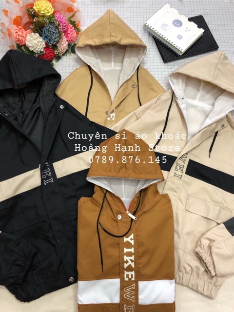 Áo khoác kaki nữ phối tà in chữ Yei có ảnh thật | BigBuy360 - bigbuy360.vn