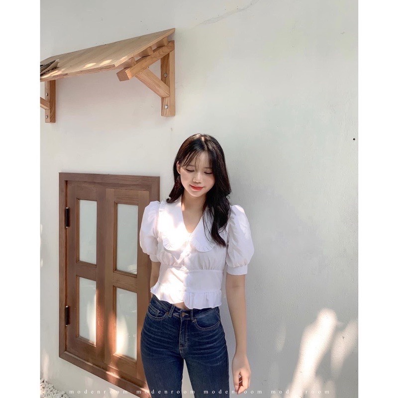 Áo sơ mi kiểu cộc tay cổ bèo phong cách trẻ trung kiểu dáng hàn quốc A251 SUTANO