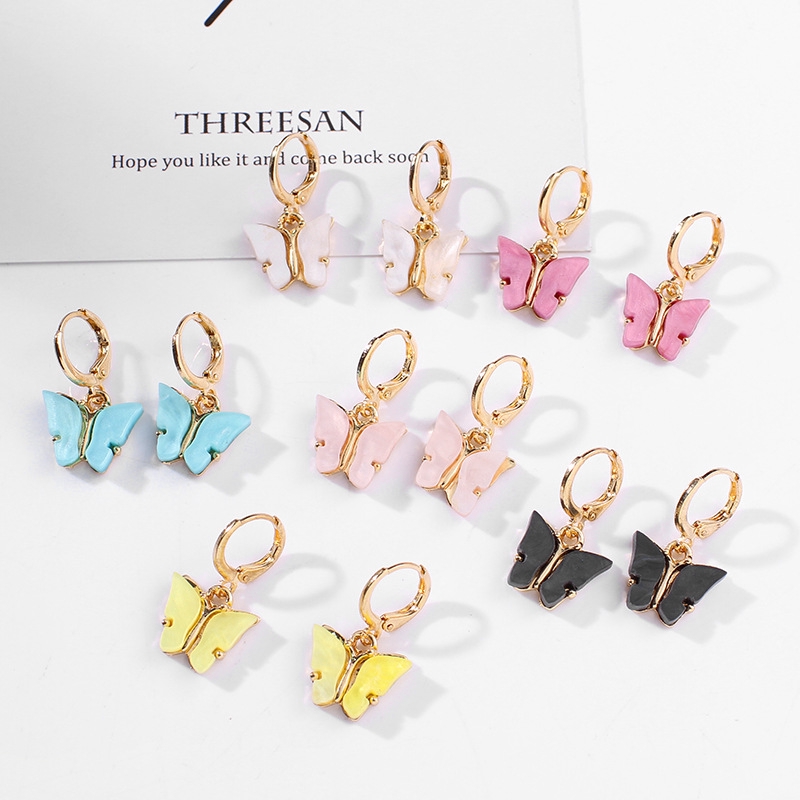 Ifyou Korean New Women Earrings Fashion Colorful Acrylic Butterfly Earrings Sweet Earring Accessories Wholesale