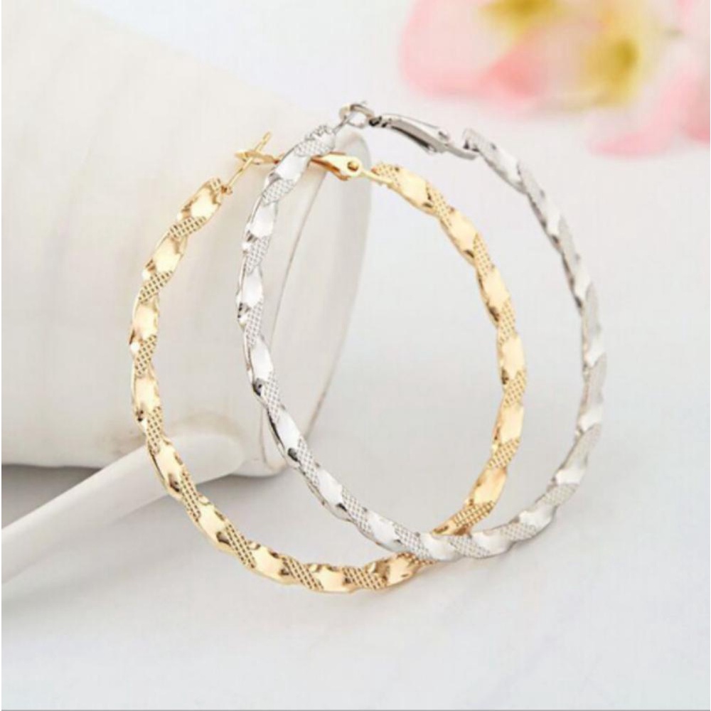 NIUYOU Bông Tai Mạ Bạc Dạng Vòng Thời Trang Cho Nữ
