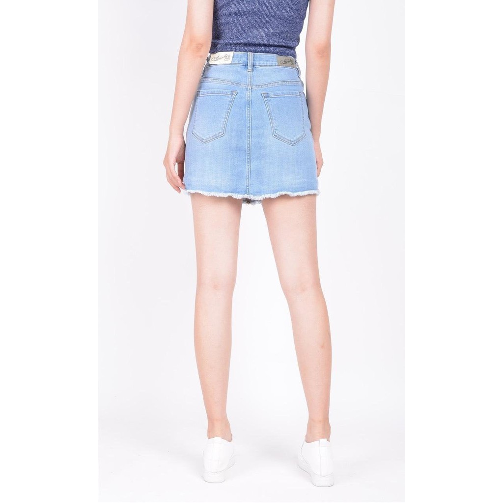 Quần sort váy jean trơn lai tua rua nhẹ - 076Abbianca | BigBuy360 - bigbuy360.vn