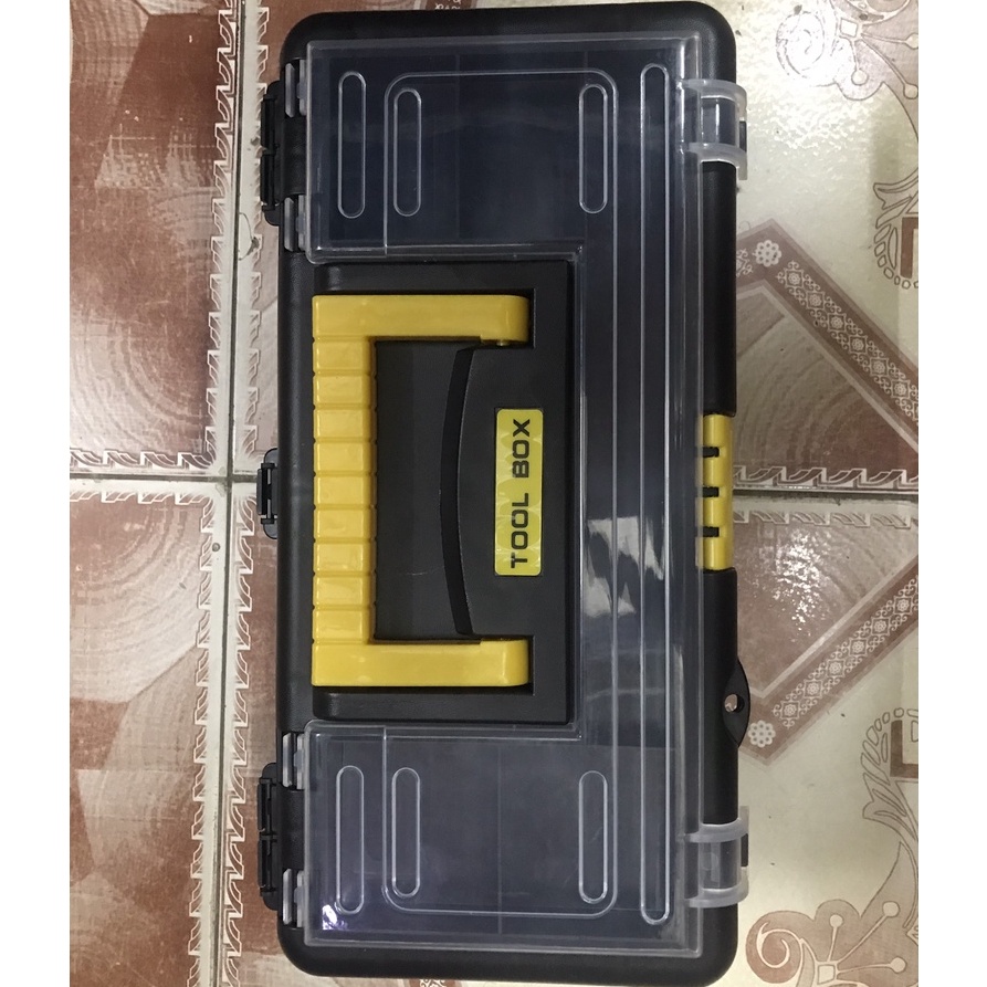 Thùng đồ nghề nhựa đen nắp trong 12inch 12x15x30cm