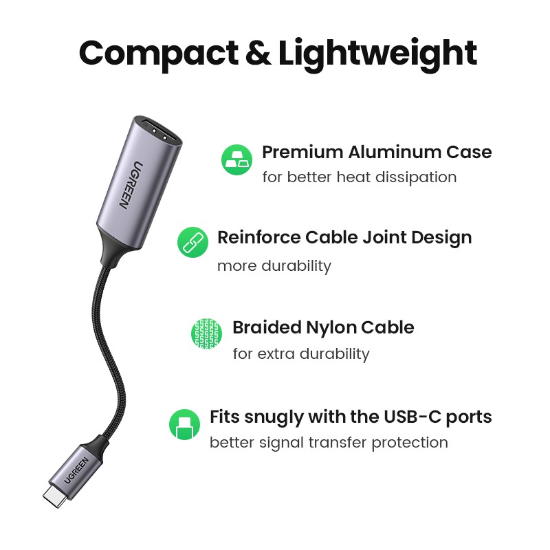 Cáp chuyển đổi UGREEN USB C sang HDMI 4K 60Hz Thunderbolt 3 Type C HDMI 2.0