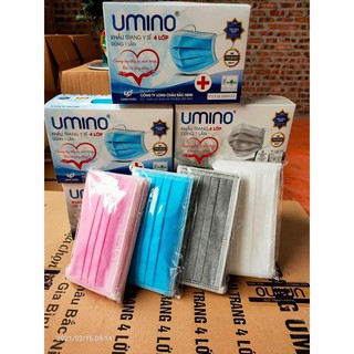 Khẩu Trang Y Tế 4 Lớp UMINO [Chính hãng] - Chống Giọt Bắn, Khói bụi - Hộp 50 cái có logo, đầy đủ giấy tờ