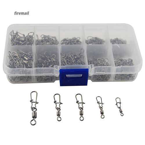 Hộp 210 thiết bị câu cá có móc khóa xoay chuyên dụng