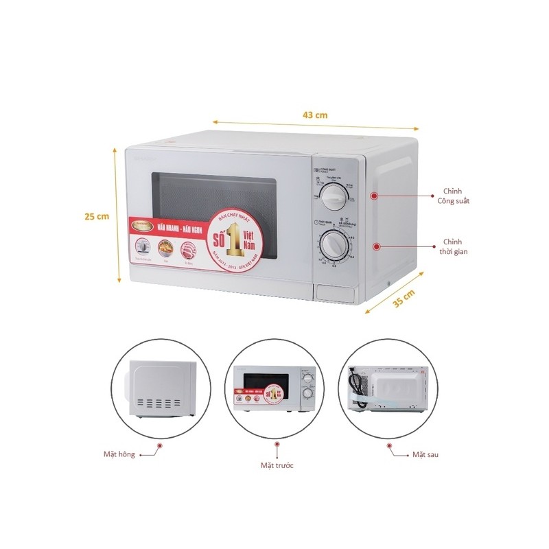 Lò vi sóng cơ Sharp R-201VN-W 20 Lít