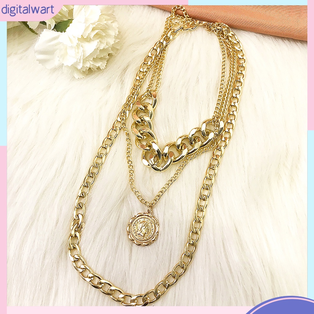 Dây chuyền nữ nhiều lớp mặt khắc chữ QUEEN phong cách hip hop