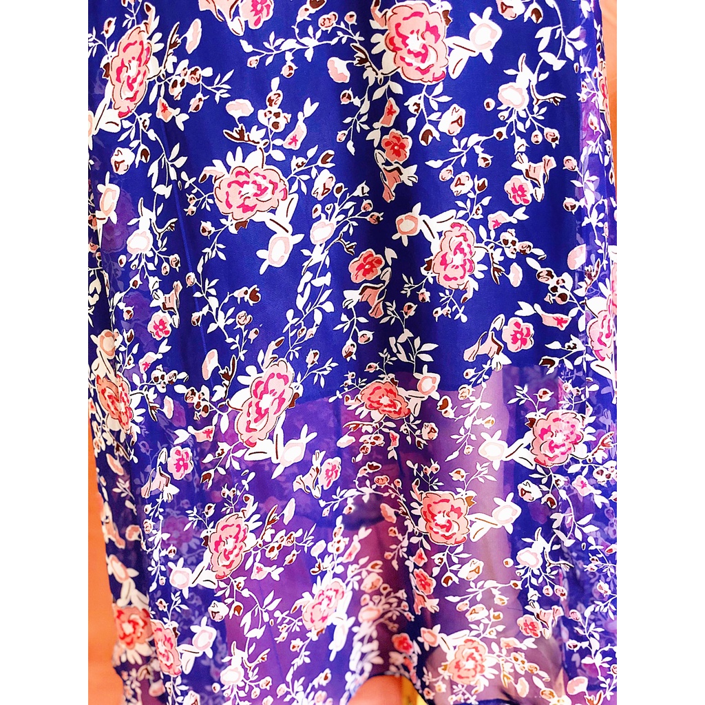 Chân Váy Maxi Hoa Nhí 2 Lớp, Váy Nữ Vintage Dáng Dài