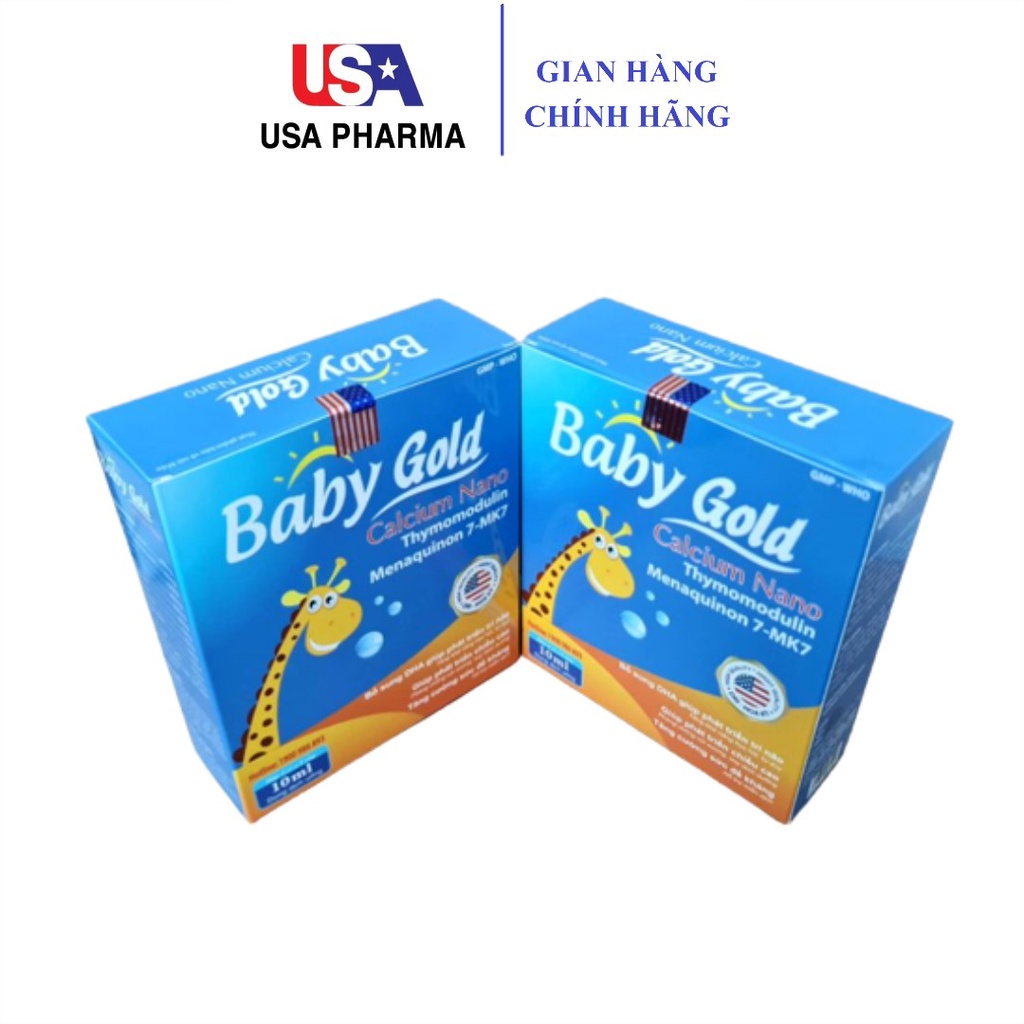 Baby Gold Calcium Nano bổ sung canxi, chống còi xương suy dinh dưỡng - Hộp 20 ống
