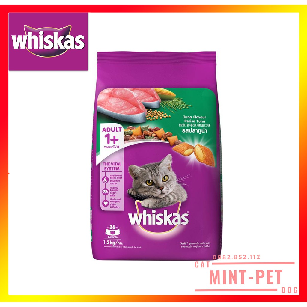 Whiskas Thức Ăn Hạt Khô Cho Mèo Lớn 1,2kg #MintPet